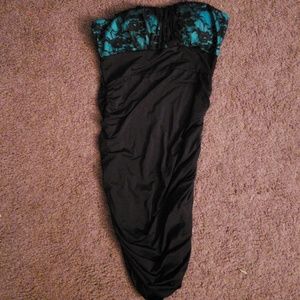 Black and teal tube top dress